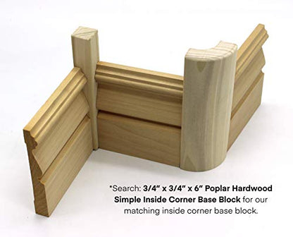 3/4" x 2 1/4" x 6" Poplar (Paint Grade) Outside Radius Corner Base Block Bullnose - Fits 3/4" Radius, Trim Molding (3)