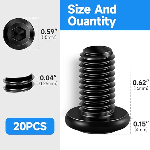 20Pcs M8 Screws M8 x 16mm Flat Head Socket Cap Screw Bolts, M8 Bolt Furniture Screw, Stainless Steel Bolts 304, Black Oxide M8x1.25 Bolt by Marysino - color: Black, size: M8 x 16mm