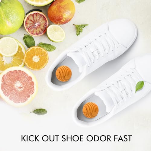 Xcleen Shoe Deodorizer Balls Citrus 6 Pack, Natural Essential Oil Long Lasting Sneaker Odor Eliminator, Small Spaces Air Freshener for Car Gym Bags, Drawers and Locker - size: 1 Count (Pack of 6)