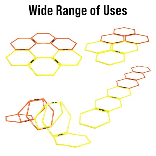 Japard Hex Agility Rings for Speed Training & Agility Footwork Training Speed Hurdles Ladder with Carrying Bag - style: Six (6) rings