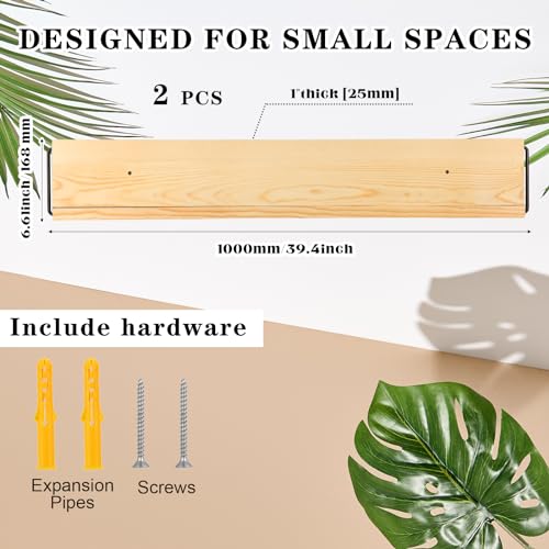 Mifoci 2 Pcs Wall Mounted Shoe Rack Organizer Wooden Modern Compact Wall Space Saving Shoe Holder Storage for Sneaker Footwear Slipper Boots Entryway Narrow Spaces Hallway(39.37'' Long) - size: 39.37'' Long