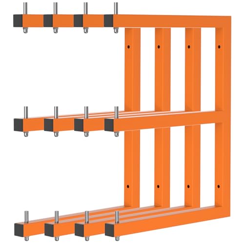 Lumber Rack Wall-Mounted Lumber Storage Rack, Heavy Duty Wood Storage Racks with 6-Level System, 1320 LB Sturdy Garage Wood Organizer, Orange Lumber Metal Racks for Indoor and Outdoor (4 Pack) - style: All-in-One – 4 Pack, 6-Tier