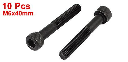 uxcell M6x40mm 12.9 Alloy Steel Hex Socket Screws Partially Threaded Bolt Black 10Pcs - size: M6x40mm
