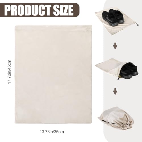 6 Pcs Shoe Bags for Travel Packing, Large Dustproof Shoe Covers With Drawstring for Handbags Sneaker, Washable Soft Flannel Storage Pouch for Traveling Suitcase Gym Closet Organizer
