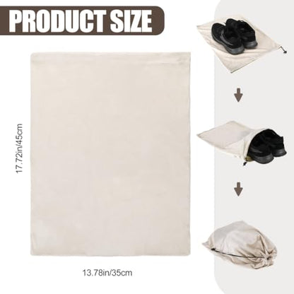 6 Pcs Shoe Bags for Travel Packing, Large Dustproof Shoe Covers With Drawstring for Handbags Sneaker, Washable Soft Flannel Storage Pouch for Traveling Suitcase Gym Closet Organizer
