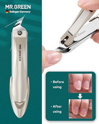 MR.GREEN 3pcs Nail Clippers Set, Anti Splash Excellent Quality Nail Cutter | German Stainless Steel, 2 Nail Clippers+Nano File, Unique Catcher, Exquisite Leather Case, for Men Women Home Travel Gift - color: Luxury Orange Brown