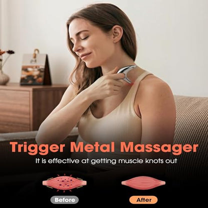 Ergonomic Deep Tissue Massage Tool, Metal Trigger Point Gua Sha Scraper for Full Body Myofascial Release, FSA Eligible Acupressure Thumb Saver Tool for Neck, Back & Muscle Knot Relief