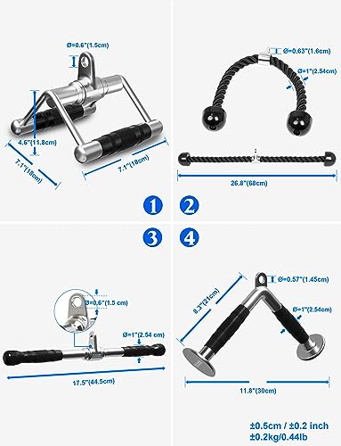 POWER GUIDANCE Triceps Pull Down Attachment, Cable Machine Accessories for Home Gym, Lat Pull Down Attachment Weight Fitness