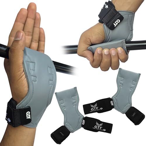 QTF Weight Lifting Grips (Pair) for Heavy Powerlifting, Wrist Straps for Deadlifts, Rows, Pull Ups, with Neoprene Padded Wrist Wraps Support and Strong Rubber Gloves or Straps for Bodybuilding. - color: Grey-, size: S