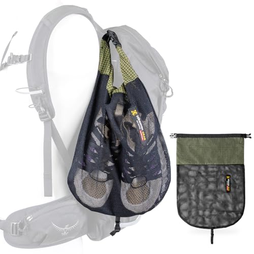 HIKEMAN Mesh Shoe Storage Bag for Hiking, Backpack External Storage Pouch, Attach to Backpack for Hiking, Camping, Backpacking & Outdoor Activities(Army Green, M) - color: Army Green, size: M
