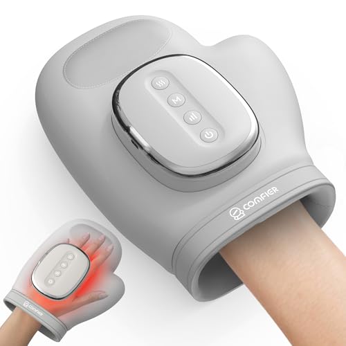 COMFIER Hand Massager with Heat and Compression for Arthritis Carpal Tunnel | Large Hand Chamber Fits Left or Right Hand, with 5 Compression Levels, 3 Modes, and 3 Heat Levels, Gift for Women Men - color: White
