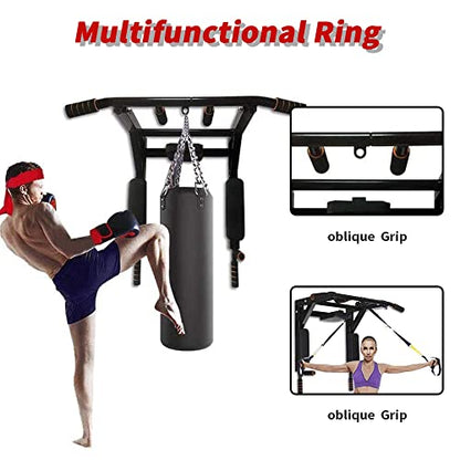 ptlsy Wall Mounted Pull Up Bar Multifunctional with Multi-grip Chin Up Bar Heavy Duty Dip Station for Home Gym Indoor Workout, Fitness Equipment, Dip Stand Supports to 440 Lbs - style: Movable Style