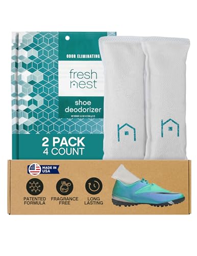Shoe Deodorizer with Zeolites 2-Pack - Odor Eliminator, Air Freshener, Smell Absorber, Sneakers, Gym Bags, Soccer Cleats, Closets, Pet Area, Reusable - Shoe Deodorant - size: 4 Count (Pack of 2)