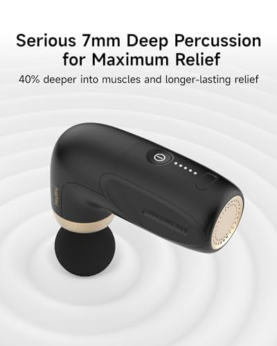HEYCHY A1 Super Mini Massage Gun, Percussion Deep Tissues Muscle Massager, Travel Massage Gun, Compact Sports Massager, Portable Handheld Massager for Office, Home, Athletes(Black) - color: Black