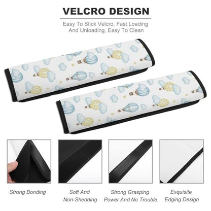 Breathable Seat Belt Shoulder Pad for Adults and Children, Stroller Pushchair High Chair, 2 Pack Cute Hot Air Balloon Stars Blue Cloud Neck Strap Covers Easy Install (No Tool) - color: Pattern 688
