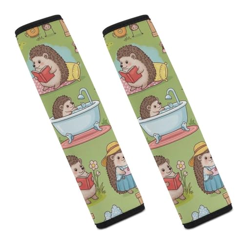 2 Pack Funny Hedgehog Seat Belt Shoulder Pad Universal Fit Harness Pads Strap for Kids, Car Seats Pushchair Strollers High Chair Pushchair, Shock Absorption - color: Pattern 1059