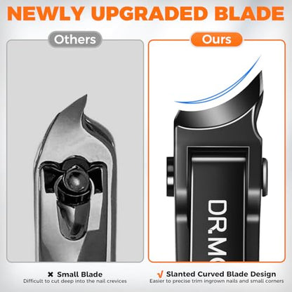 Toenail Clippers for Seniors Thick Toenails, Slanted Large Nail Clippers for Men Thick Ingrown Nails with Wide Opening, Heavy Duty Angled Head Nail Clipper Cutter with Catcher -Black - style: Slanted Wide Opening & Angled Head