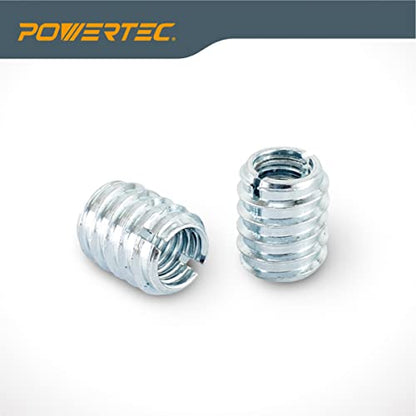 POWERTEC 71813 3/8"-16 Threaded Insert Installation Tool Set | T-Wrench with 50-PC Zinc Plated Threaded Inserts for Wood Furniture | 3/8"-16 Internal Threads x 18mm Long - size: 3/8"-16, style: T Wrench + Threaded Insert