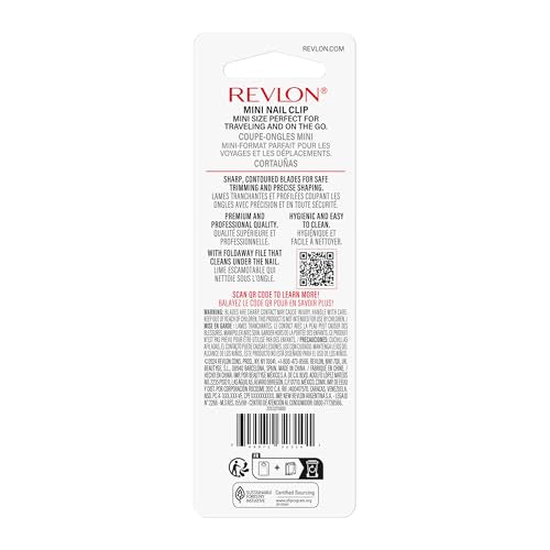 Revlon Compact Nail Clipper, Small Mini Design, Perfect for Travel, Use to Trim Fingernails and Toenails, Stainless Steel, 1 Count - size: 1 Count (Pack of 1)