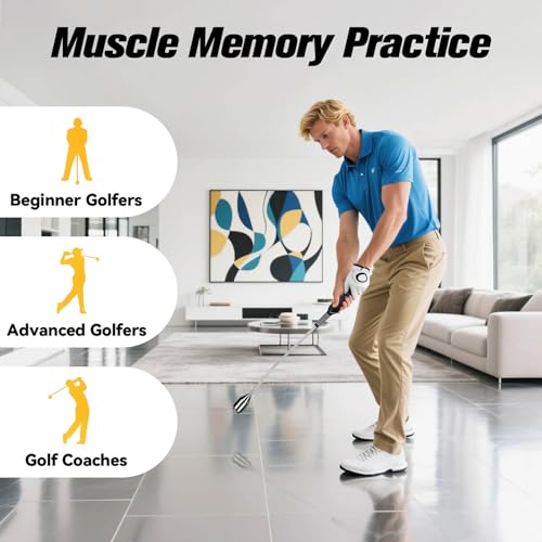 PodiuMax Golf Swing Trainer, Golf Grip Trainer for Tempo & Path, 2 Weights for Iron & Wood Hitting Chipping, Non-Slip Right Hand Ergonomic Swing Training Aid Golfers & Men & Beginners