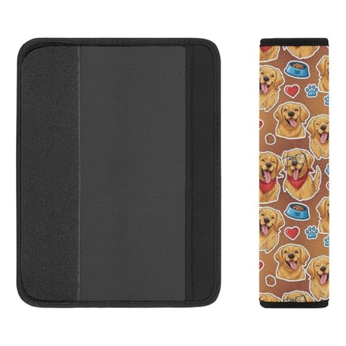 2PCS Golden Retriever Dog Cute Car Seat Belt Pad Breathable Shoulder Protector for Girls and Boys, Most Cars, Anti-Slip Pad - color: Pattern 109