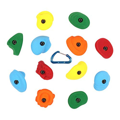 Atomik Rock Climbing Holds Set of 12 Large Bolt-On Classic Jugs in Assorted Bright Tones