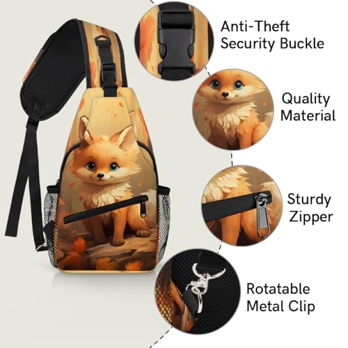 Fall Fox Maples Sling Bags for Women Men, Waterproof Crossbody Sling Backpack Travel Outdoor Sports Chest Bag - color: Red