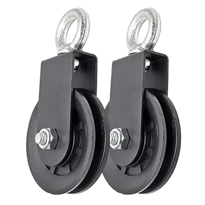 Uenhoy 2 Pack 90mm Cable Pulley Silent 330lbs LAT Gym Attachment | Nylon Wheel & Iron Bearing, 360° Swivel Prevents Tangling, Silent Running, 330lbs Capacity, For Gym Hoist Clothesline - size: 2 Pcs Cable Pulley