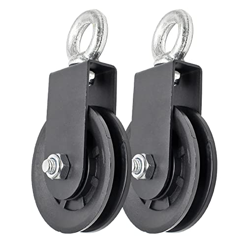 Uenhoy 2 Pack 90mm Cable Pulley Silent 330lbs LAT Gym Attachment | Nylon Wheel & Iron Bearing, 360° Swivel Prevents Tangling, Silent Running, 330lbs Capacity, For Gym Hoist Clothesline - size: 2 Pcs Cable Pulley