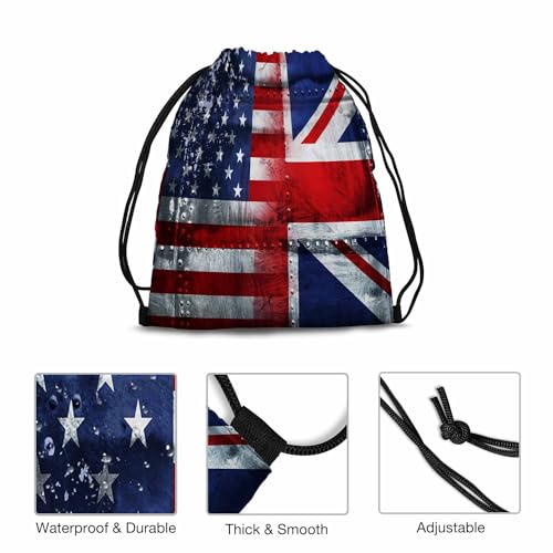 National Flag Drawstring Bag 14x16.9 Inch USA British Star White Red Striped Gym Bag Stroage Small Exercise Accessiors Water Bottle Change of Clothes Shoes - color: National Flag