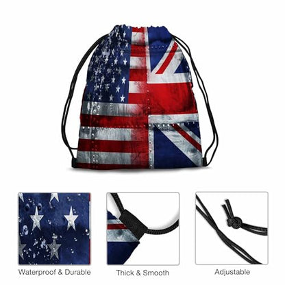 National Flag Drawstring Bag 14x16.9 Inch USA British Star White Red Striped Gym Bag Stroage Small Exercise Accessiors Water Bottle Change of Clothes Shoes - color: National Flag