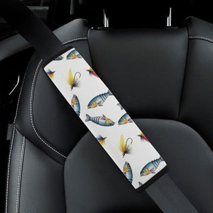 2PCS Watercolor Fishermen Lures Seat Belt Cover Breathable Automotive Seat Belt Protector for Adult Use, Most Cars, Pressure Relief - color: Pattern 1058