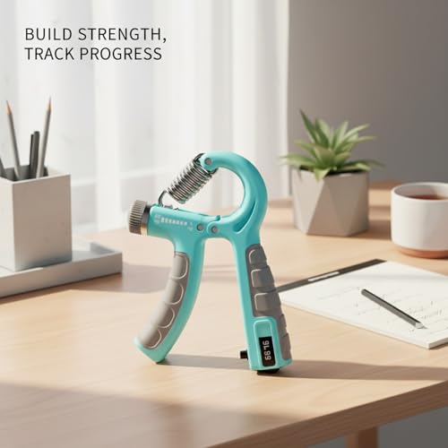 Adjustable Hand Grip Strengthener with Auto Counter, 10-100 lbs Resistance for Forearm Training, Ergonomic Non-Slip Design - color: Blue