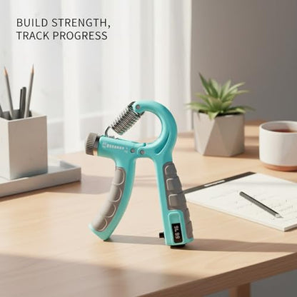 Adjustable Hand Grip Strengthener with Auto Counter, 10-100 lbs Resistance for Forearm Training, Ergonomic Non-Slip Design - color: Blue