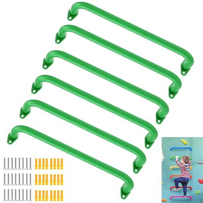BiJun 17 Inch Monkey Bars Heavy Duty Metal Playground Handles,Green 6 Pack | Indoor Outdoor Ceiling Grab Bars,Anti-Rust Steel,300LBS Capacity,for Backyard Climbing Frame Treehouse Wall Ladder - color: Green-6pcs