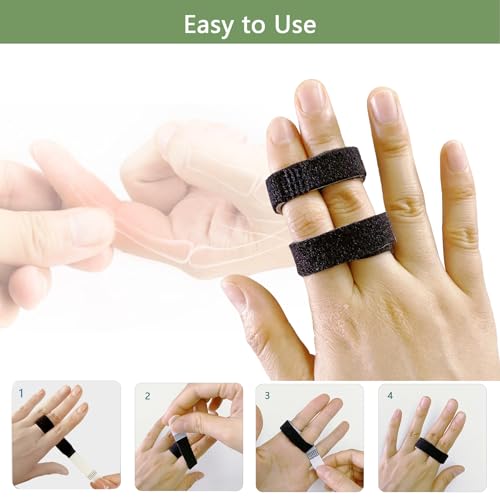 14 Pack Buddy Straps for Fingers Buddy Loops Hook-and-Loop Finger Support for Injured, Jammed, Mallet, Trigger Finger - Adjustable & Reusable - color: Black -14 pack
