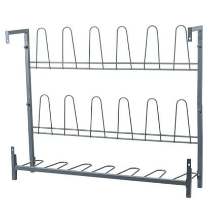 MyGift Premium Urban Gray Metal Hanging Shoe Rack for Walk in Closet, Mudroom and Entryway, Wall Mounted Space Saving Organizer for Shoes and Boots, Holds 9 Pairs - color: Grey (3 Tiers, 9 Pairs)
