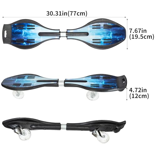 Simcat Caster Board, Skateboard with 360-degree Casters and Illuminating Wheels, Lightweight Durable Twistboard for Kids, Teenagers and Adults - color: B
