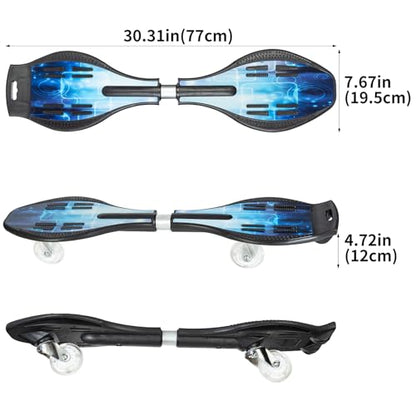 Simcat Caster Board, Skateboard with 360-degree Casters and Illuminating Wheels, Lightweight Durable Twistboard for Kids, Teenagers and Adults - color: B