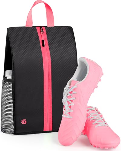 GLORIEROO Smell Proof Shoe Bags for Travel-Soccer Cleat Bag Smell Proof with Active Carbon Fabric | Odor-Absorbing Water-Resistant Track Shoe bags for Sports (Pink, UP TO US11) - color: Pink, size: UP TO US11