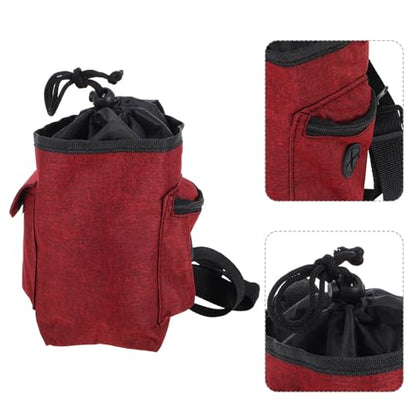 LIOOBO Burgundy Chalk Holder for Rock Climbing and Bouldering with Zipper Storage Pocket, Non-Toxic Pouch for Gymnastics and Weightlifting, Waist Belt Chalk Holder for Outdoor and Indoor