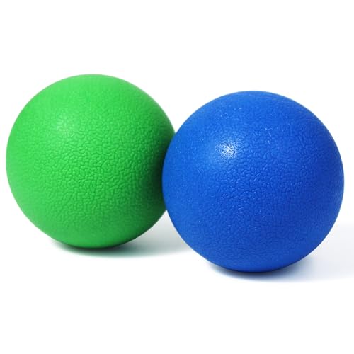 2-Pack Firm Lacrosse Massage Balls (Green&Blue) | For Deep Tissue, Trigger Point & Myofascial Release Therapy, Relieve Muscle Knots - color: Green&blue
