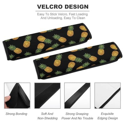 2 Piece Soft Padded Seat Belt Shoulder Pad for Adult Use, All Vehicles, Pineapple Tropical Fruits Automotive Seat Belt Protector, Easy Install (No Tool) - color: Pattern 1035