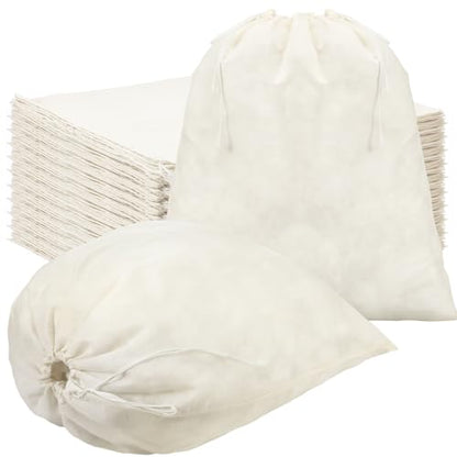 Tatuo 50 Pcs 18 x 20 Inches Cotton Bags with Drawstring Large Reusable Produce Bags Linen Empty Storage Pouches Canvas Fabric Sachet for Cloth Bread Food Storage - size: 18 x 20 Inches (Pack of 50)