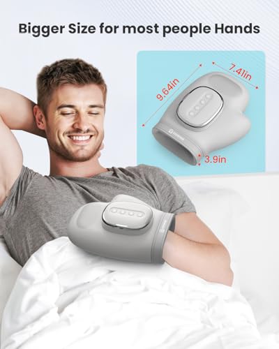 COMFIER Hand Massager with Heat and Compression for Arthritis Carpal Tunnel | Large Hand Chamber Fits Left or Right Hand, with 5 Compression Levels, 3 Modes, and 3 Heat Levels, Gift for Women Men - color: White