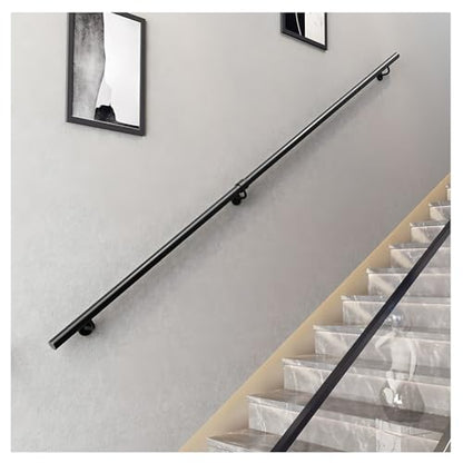 Metal il with 2 Brackets Round Tube Wall-Mounted Railing for Indoor/Outdoor Stairs Staircase Railing Kit for Balconies Terraces and Villas (180cm/5.9ft) - size: 180cm/5.9ft