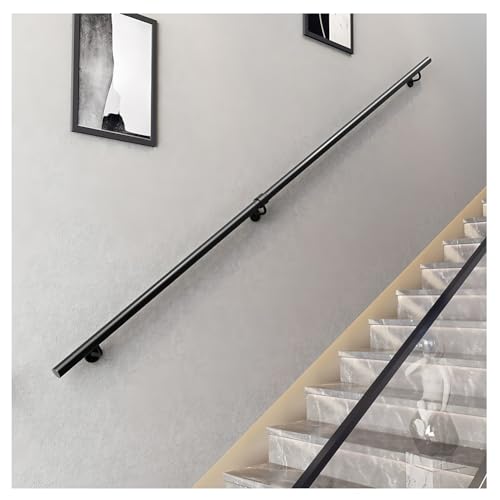 Metal Stair il with 2 Brackets Round Tube Wall Mount Railing Kit for Indoor/Outdoor Stairs Balconies Terraces & Villas (500cm/16.4ft) - size: 500cm/16.4ft