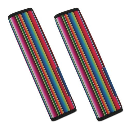 Universal Fit Car Seat Belt Pad for Elderly Support, All Vehicles, 2 Piece Mexican Serape Blanket Stripes Automotive Seat Belt Protector Pressure Relief - color: Pattern 114