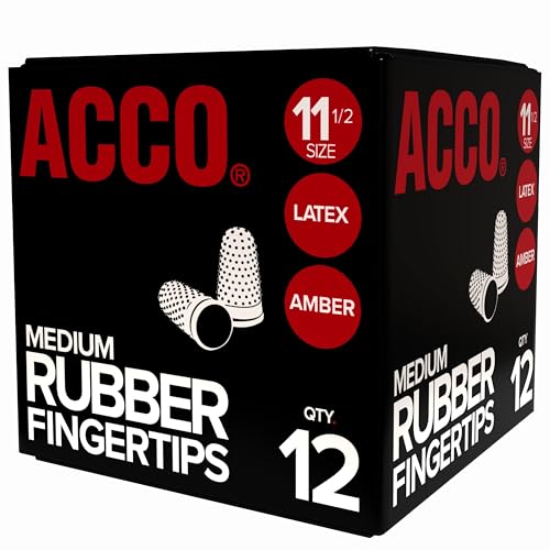 Swingline® Rubber Fingertips, #11 1/2, 5/8" Diameter, Amber, Box Of 12 - size: Medium (Size 11-1/2)