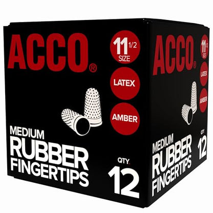 Swingline® Rubber Fingertips, #11 1/2, 5/8" Diameter, Amber, Box Of 12 - size: Medium (Size 11-1/2)